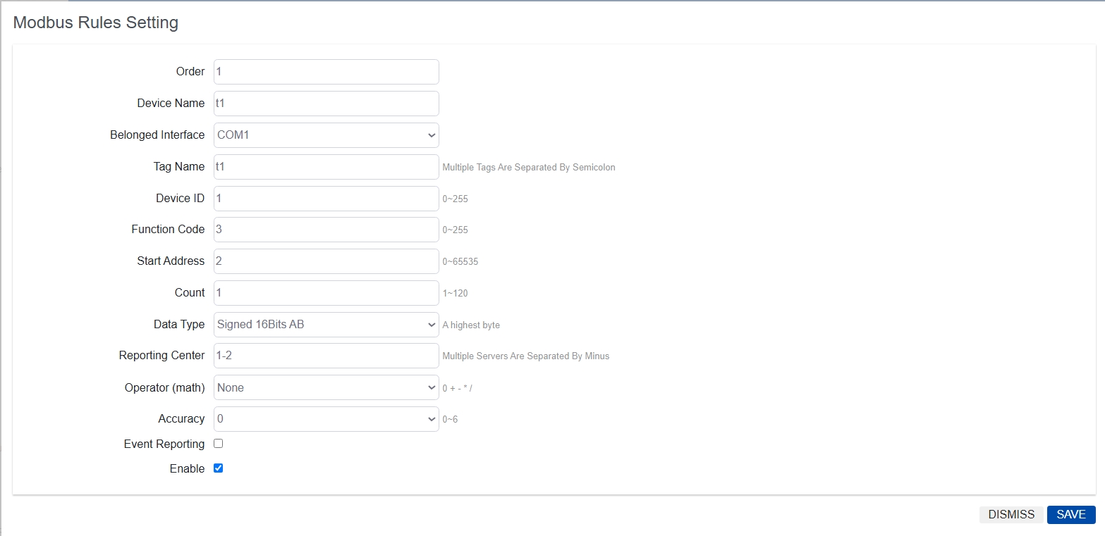 Add Modbus Rule