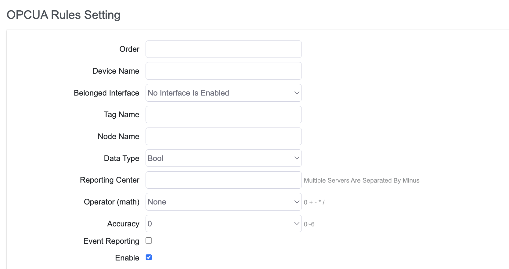 Add OPCUA Rule