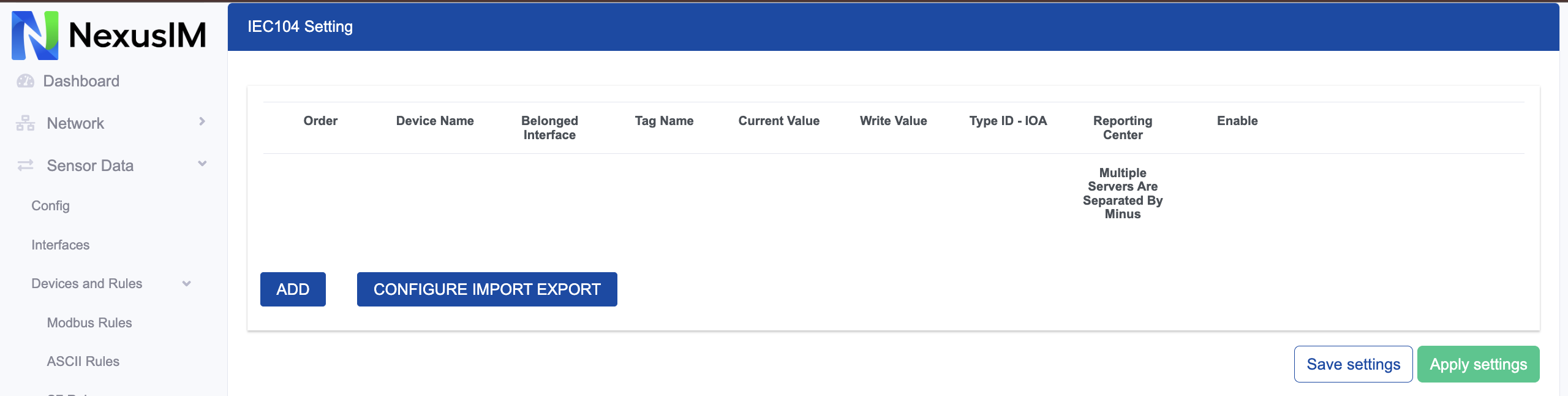 IEC104 Setting