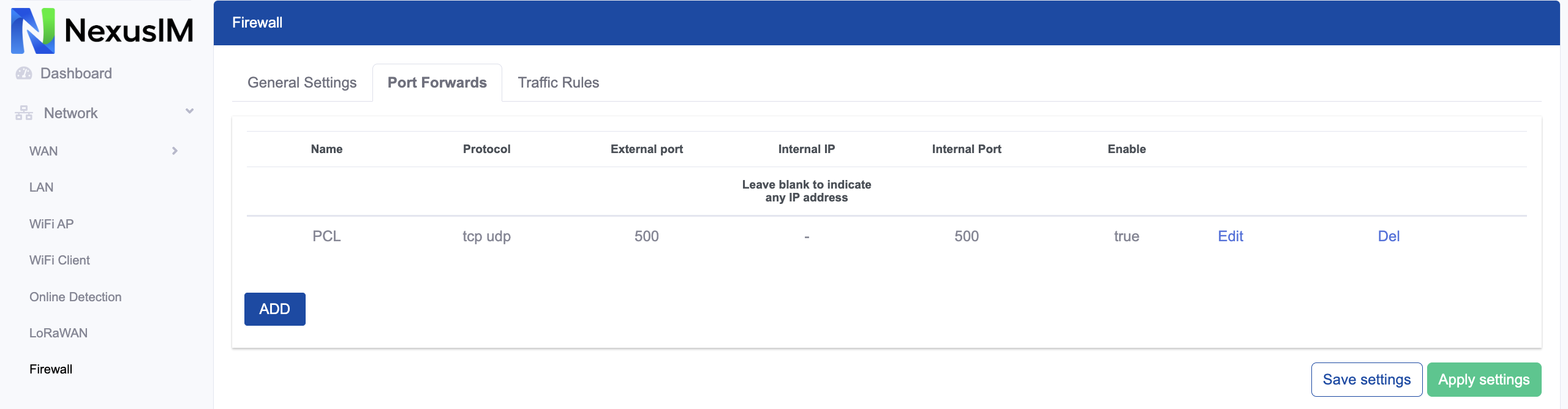 firewall port forwards