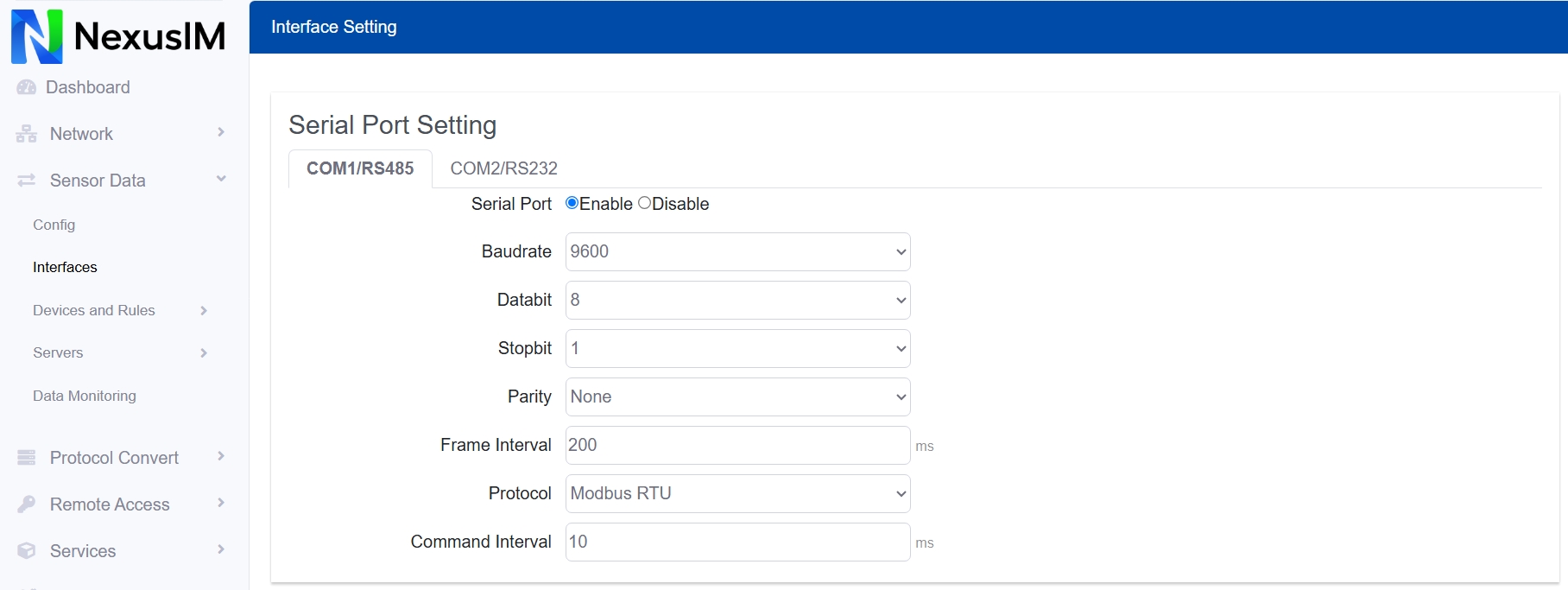 Serial Port Setting